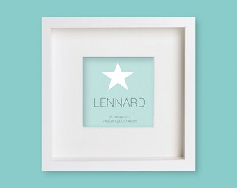 Personalized birth picture with frame "star"