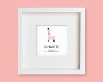 Personalized birth picture with frame "Lama"