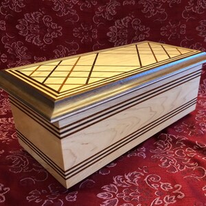 Handmade Wooden Jewelry Box with Criss Cross Inlay - Maple Wood Keepsake Box, Trinket Box - GIFT IDEA
