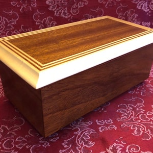 Handmade Wooden Jewelry Box - Black Walnut & Maple Wood Keepsake Box, Trinket Box - GIFT IDEA