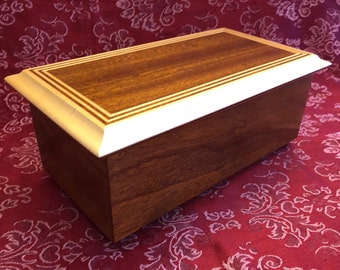 Handmade Wooden Jewelry Box - Black Walnut & Maple Wood Keepsake Box, Trinket Box - GIFT IDEA