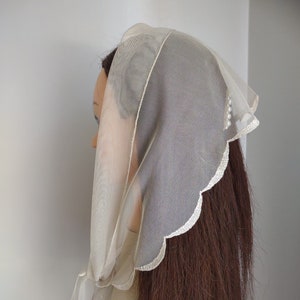 BEIGE/TAN kosinki, long triangles, nakidki, slavic headwear, church prayer scarf, косинки, накидки, scarfs, church scarfs шарфи в церкву