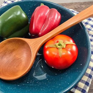Hand Carved Cherry Large Serving Spoon, Gourmet Kitchenware, #022-C