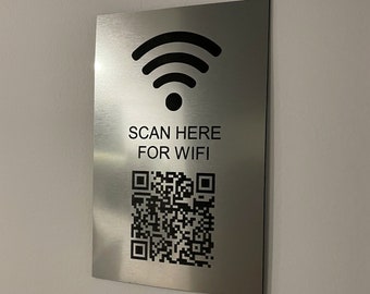 Wifi QR Code Scan to Connect Self Adhesive Sign | Scan for Wifi - Guest Wifi - Office & Home