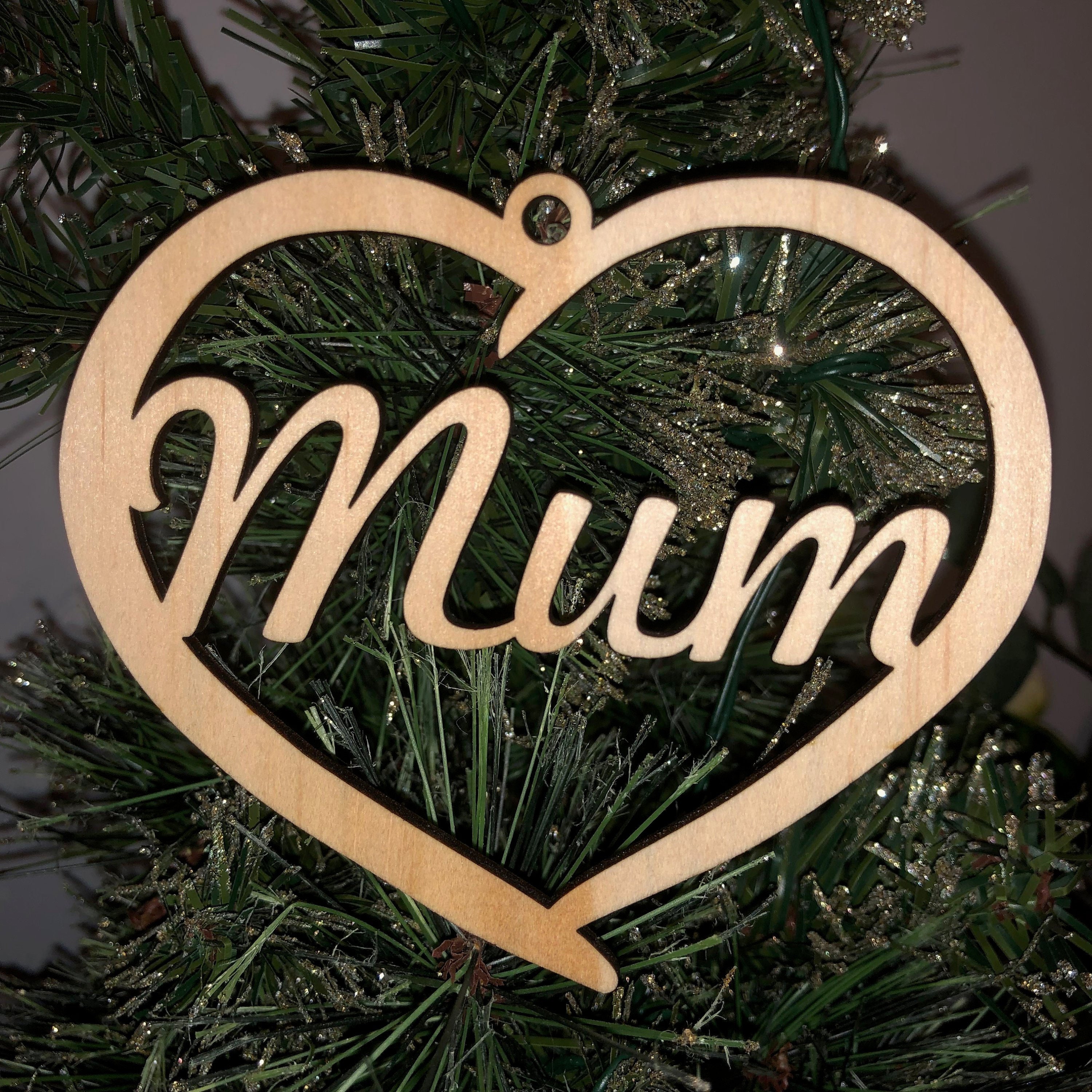 gold version heart Personalised Christmas Tree Bauble or Gift Tag Disney font 