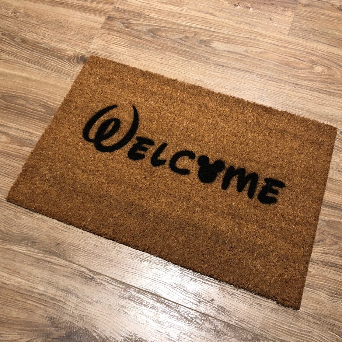 Welcome Mickey Coir Door Mat Disney Like Font 100 Natural