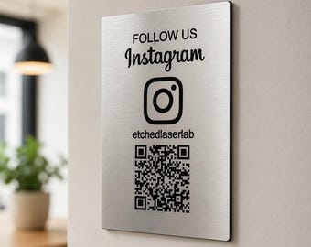 Instagram QR-kodskylt – Följ oss på Instagram-skylt för butiker och evenemang | Anpassad QR-kodskylt | Självhäftande display för företag