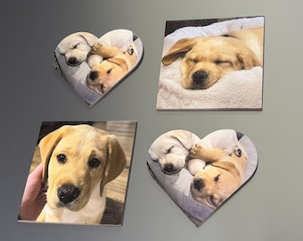 Personalised Photo Canvas Magnet | Custom UV Print | Heart or Square Shape | Fridge Magnet | Photo Gift