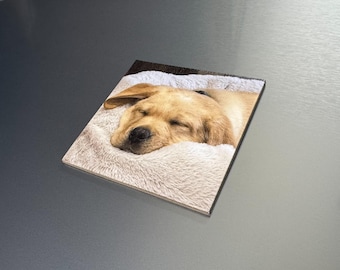 Personalised Photo Canvas Magnet | Custom UV Print | Heart or Square Shape | Fridge Magnet | Photo Gift