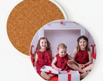 Personalised Photo Coasters - Custom Round UV Printed Ceramic Coasters - Housewarming Gift - Wedding Favours - Anniversary Gift