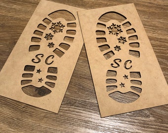 Santa Boot Footprint Stencils - Christmas Eve Decoration - Holiday Snow Print