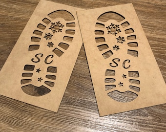 Santa Boot Footprint Stencils - Christmas Eve Decoration - Holiday Snow Print