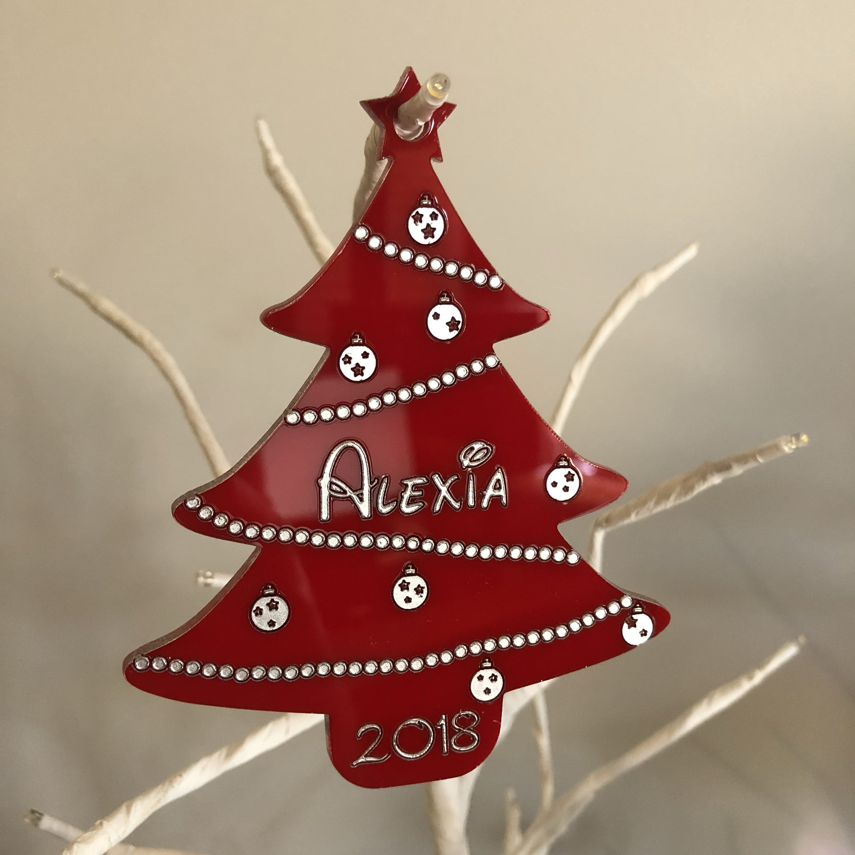 Personalised Christmas Tree Bauble Ornament  Custom Name Personalized