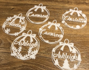Personalised Christmas Tree Bauble Ornament - Christmas Holiday Personalized Decoration - Customisable Name