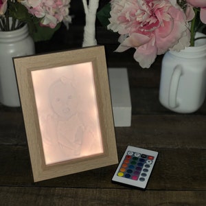 Personalised Lithophane 3D Print Baby Photo Frame - LED Backlit 6x4 - Great Custom Made Gift Idea