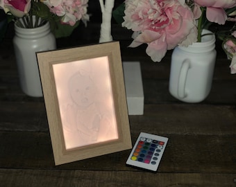 Personalised Lithophane 3D Print Baby Photo Frame - LED Backlit 6x4 - Great Custom Made Gift Idea