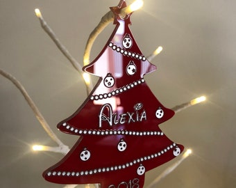 Personalised Christmas Tree Bauble Ornament  - Custom Name Personalized Holiday Decoration | Cast Acrylic