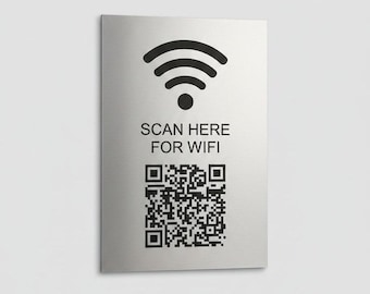 Señal de código QR de WiFi: Escanee para conectarse / Pegatina de WiFi para invitados para casa, Airbnb y oficina / Señal de internet autoadhesiva