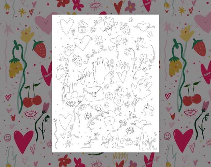 Featured listing image: Printable Coloring Sheet | Lots of Love