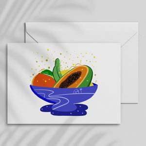 Obstschale - 5.5x4.25 Note Card - Innen leer - Original Art von Manuela Guillén - Inklusive Umschlag -Latina besitzt - Kostenloser Versand 35+