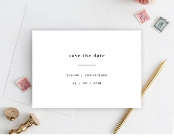 Modern minimalistic elegant Save the Date Card Invitation Printable Template chick font elegant Editable Instant Download PDF SD16