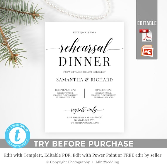 rustic rehearsal dinner invitation template printable modern wedding dinner edit with power point instant download templett rd7 dinner template
