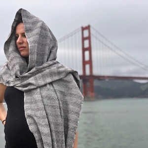 Mexican Cotton Rebozo and  Baby Wrap- Black & White Embrace-98 inch(2.5 m)X23.6 inch(60cm). Ideal for Doulas,Midwives,Prenatal Care,Babies.