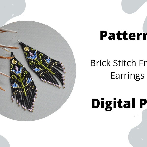 Bead earring pattern, brick stitch earring pattern, flower earrings