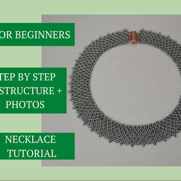 Beaded necklace pattern PDF, collar instant download tutorial