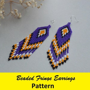 Beaded Fringe Earrings Pattern, Brick Stitch Pattern, DIY jewelry making project, DIY Png File Instant Download