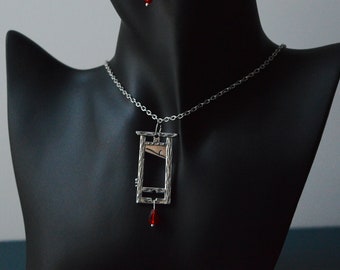 Guillotine necklace, goth earrings, witchy earrings