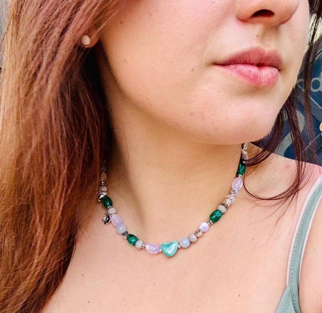 Trendy Summer Beaded Necklace, Boho Jewellery, Multicoloured Beaded ...