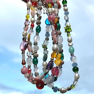 Collier de perles de bonbons d&#39;été, collier de perles multicolores, bijoux de plage, collier de perles