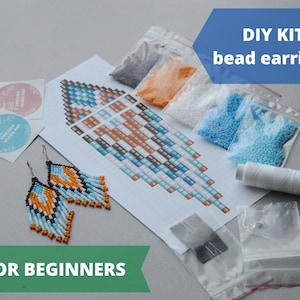 May include: DIY kit for making beaded earrings. The kit includes beads in various colours, thread, and a pattern for beginners.