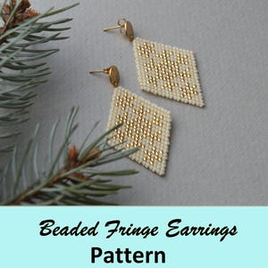 Beige and Gold Snowflake earring Pattern | Winter Snowflake Earrings | DIY Beading Tutorial | Holiday Jewelry Pattern | Instant Download