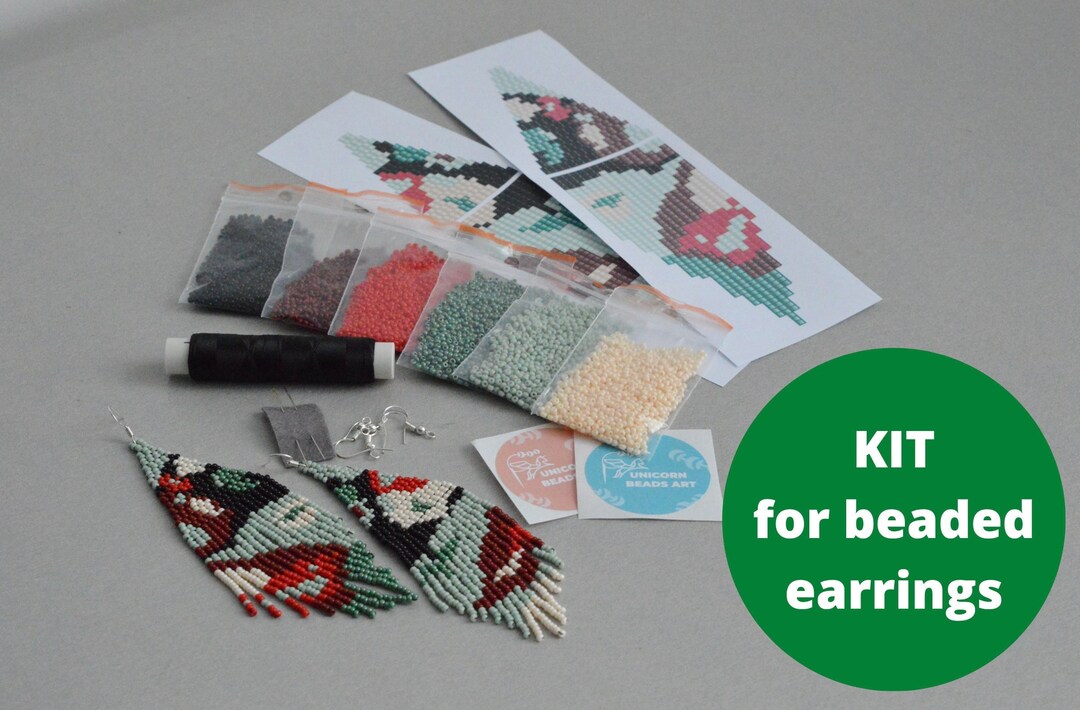 Bead Earrings Kit Seed Bead DIY Project for Beginner Pattern Fringe