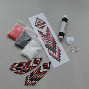 Beaded fringe earrings DIY kit, Beadwork Kit Jewelry, boho beaded summer earrings