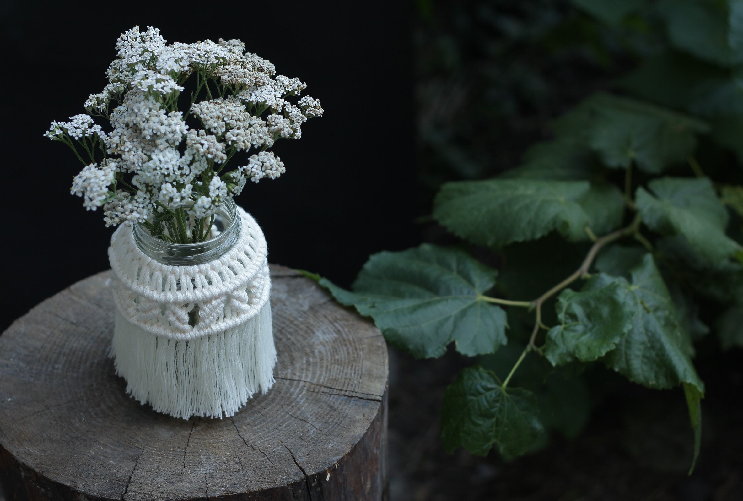 Photophore/Bougeoir ou Vase Macramé, Bocal Upcyclé