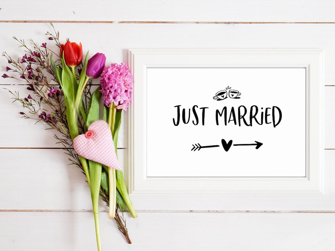Printable Poster, Digital Download, Just Married, Sign, Wedding Sign ...
