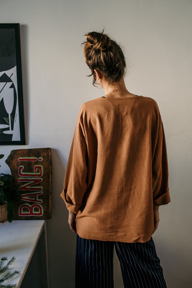 minimal linen blouse CARMEL blouse basic shirt linen boluse,autumn color blouse simple linen blouse, woman shirt