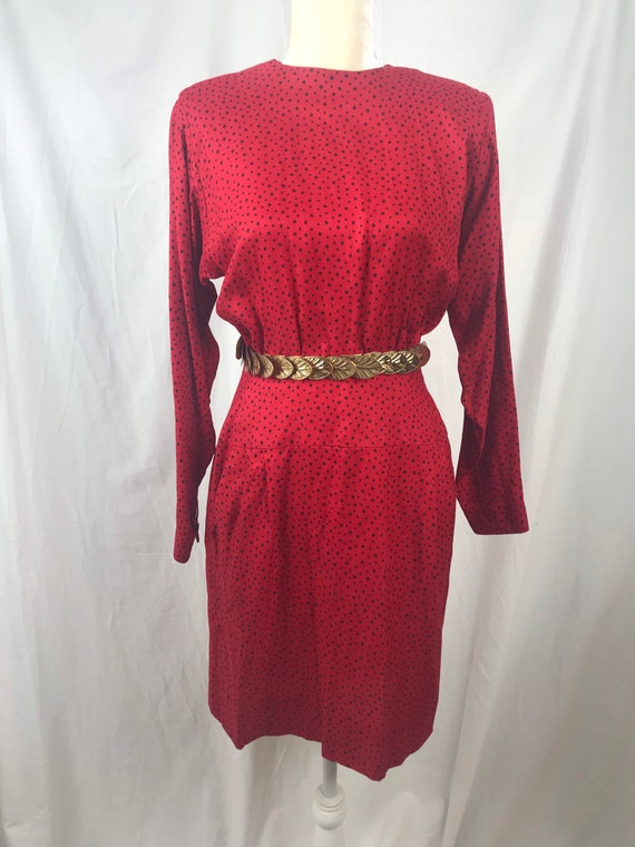 Vintage Liz Claiborne 80's  Red Geometric Dress s… - image 9