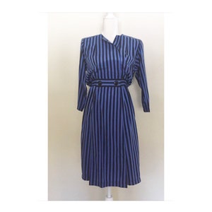 Vintage 80&#39;s black & blue striped dress