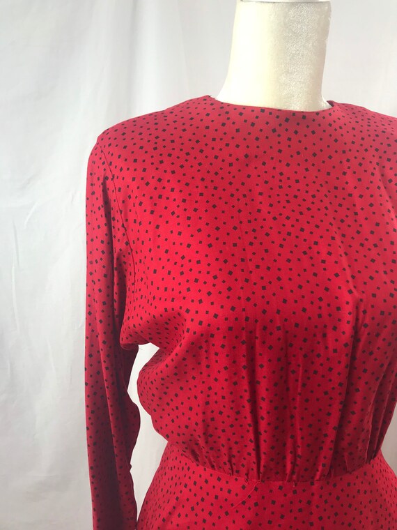 Vintage Liz Claiborne 80's  Red Geometric Dress s… - image 3