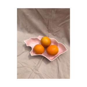 Vintage MCM Pink Leaf Serving Dish/Catchall