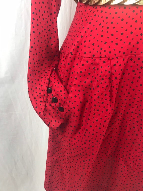 Vintage Liz Claiborne 80's  Red Geometric Dress s… - image 4