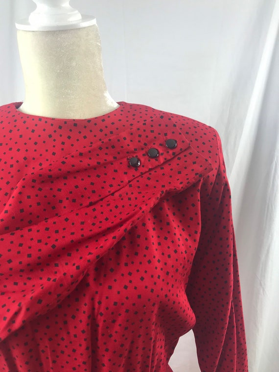 Vintage Liz Claiborne 80's  Red Geometric Dress s… - image 8