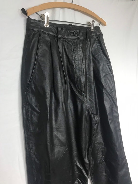 Vintage 80's Black Leather Pants Trousers size 14