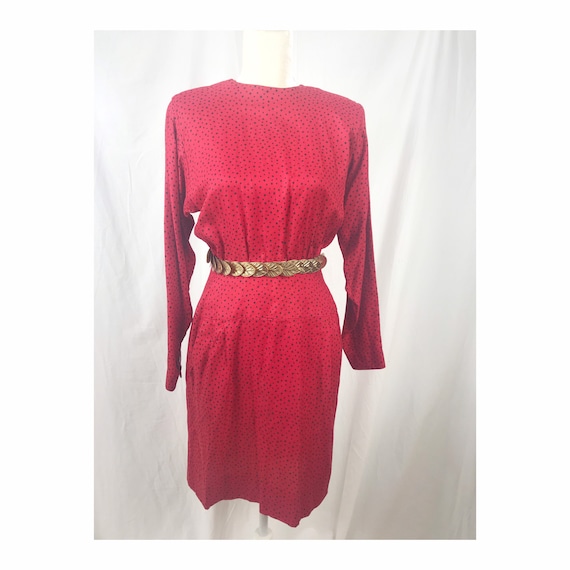 Vintage Liz Claiborne 80's  Red Geometric Dress s… - image 1