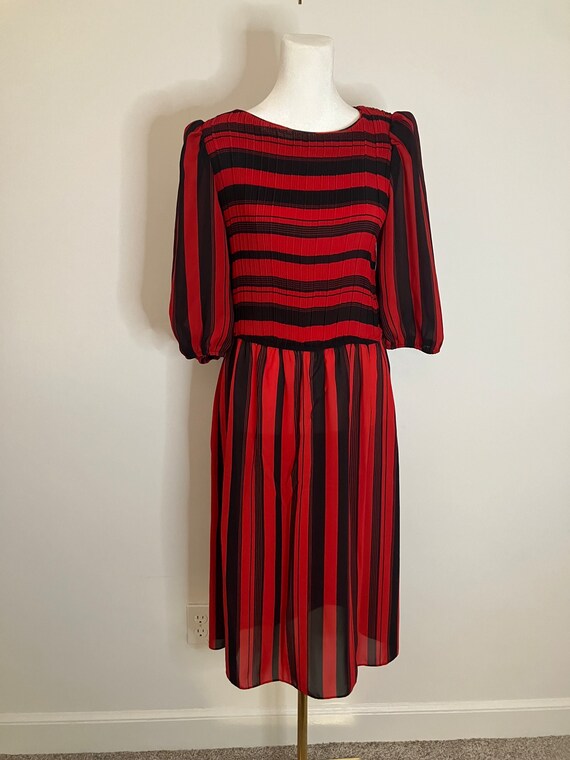 70's Red & Black Semi-Sheer Dress