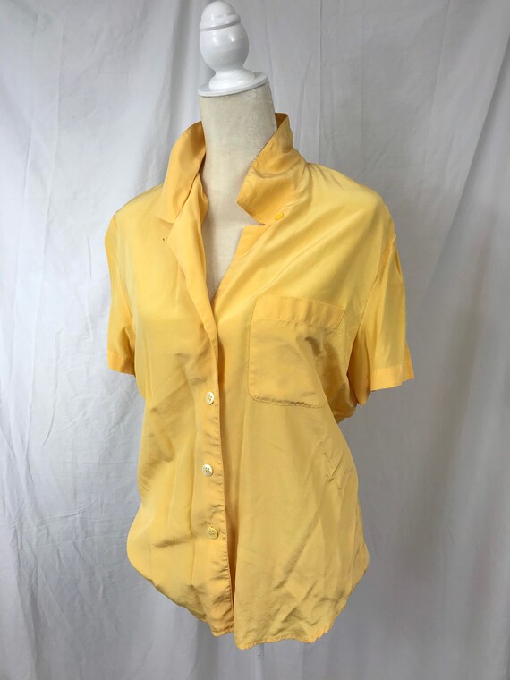 Vintage Buttery Yellow Silk Over-sized Shirt- SZ 1